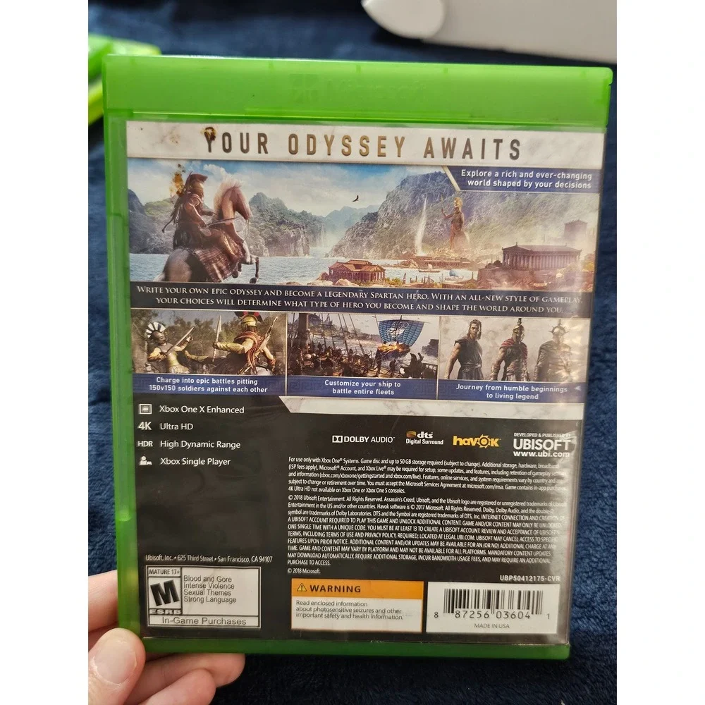Assassins Creed Odyssey Xbox One Game Ubisoft 4K HDR Spartan Action RPG Disc
